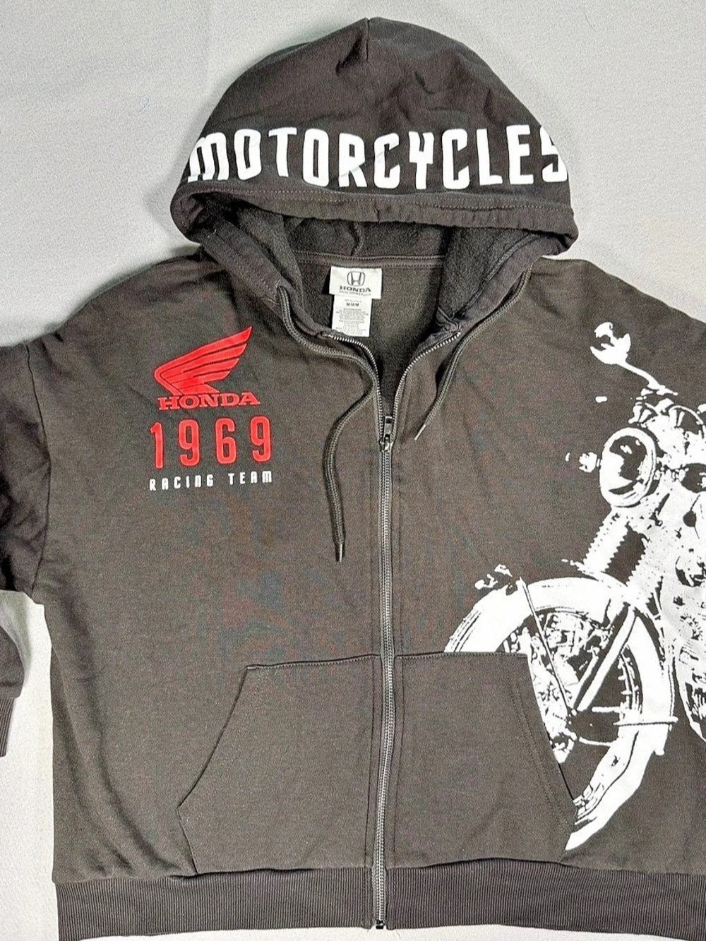 Honda 1969 Racing Team Graphic Zip Hoodie in Black & Red Size Medium Like New